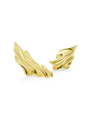 Fold & Ripple 18K Gold Stud Earrings