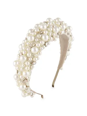 Lux Faux Pearl-Embellished Padded Headband