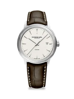 Maestro Ivory Leather-Strap Watch