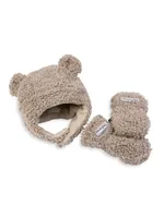 Baby's 2-Piece Teddy Hat & Mittens Gift Set