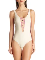 St. Martin Lace-Up One-Piece Swimsuit