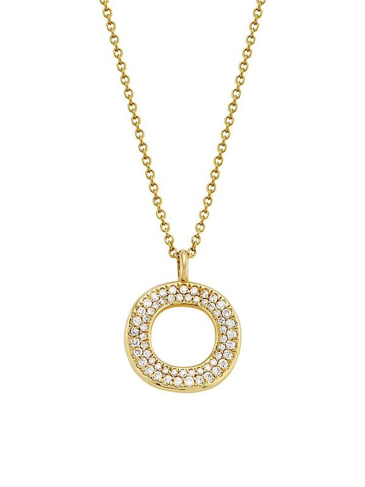 Stardust 18K Yellow Gold & Diamond Wavy Circle Pendant Necklace