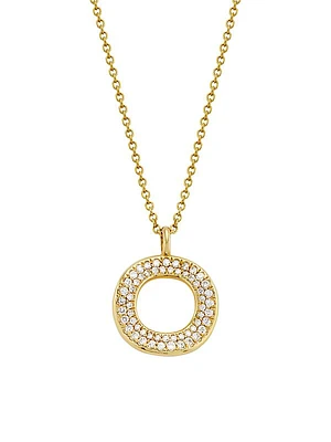 Stardust 18K Yellow Gold & Diamond Wavy Circle Pendant Necklace