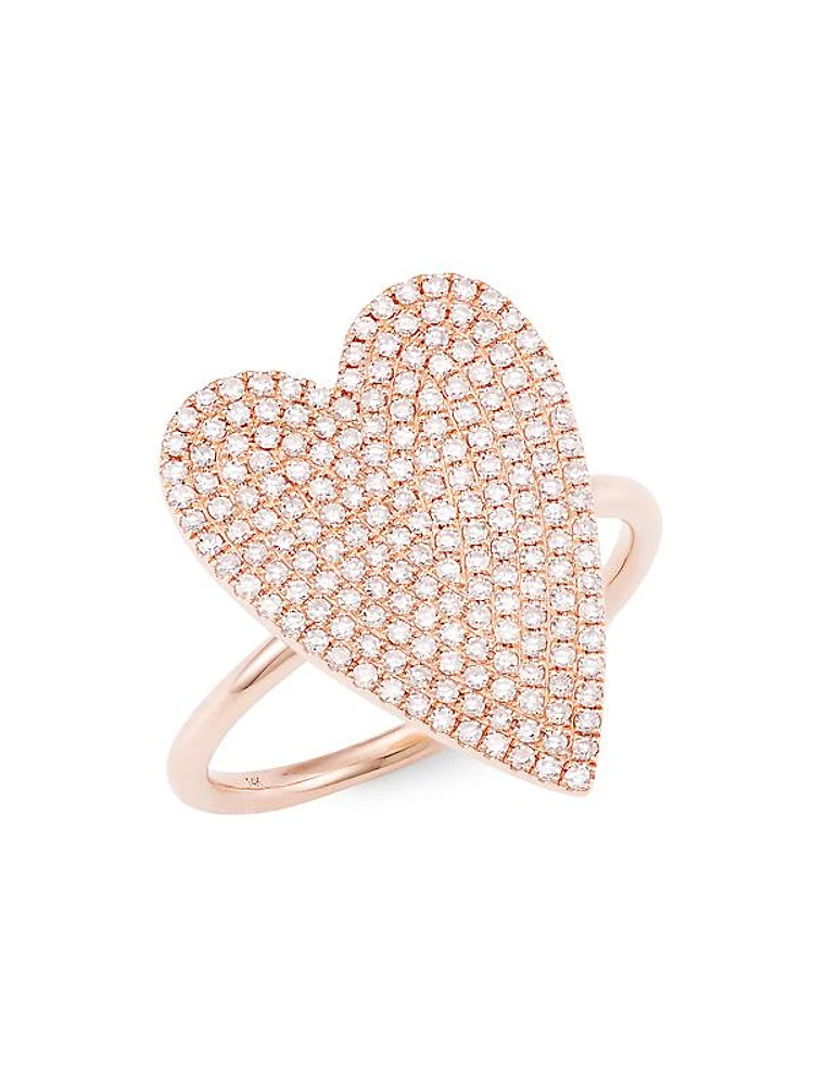 14K Rose Gold & 0.56 TCW Diamond Heart Ring