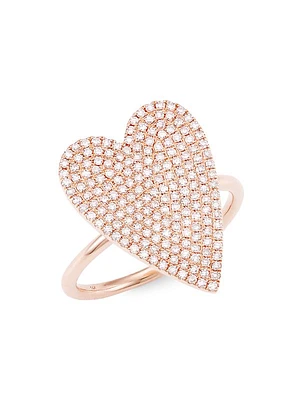 14K Rose Gold & 0.56 TCW Diamond Heart Ring