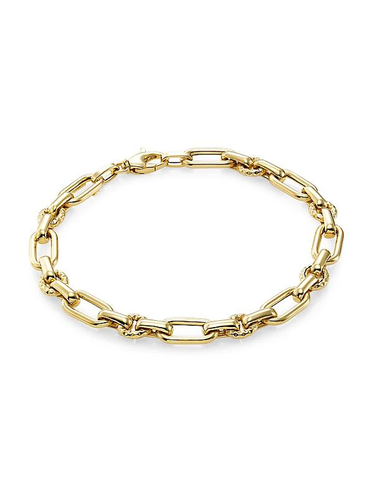 14K Gold Oval & Round Chainlink Bracelet