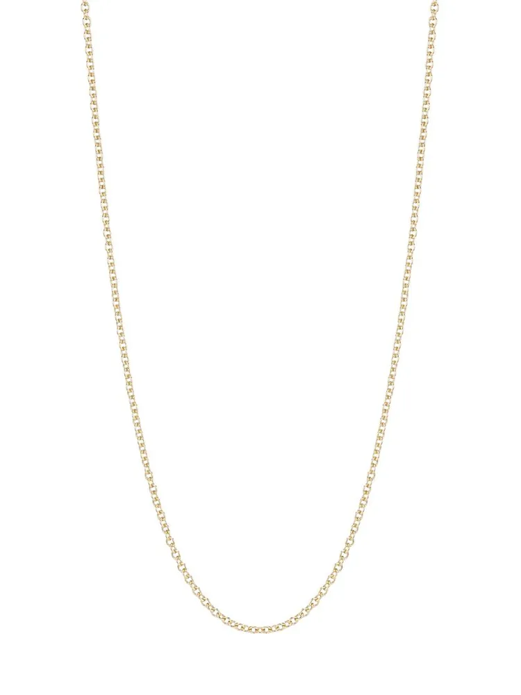 Solid 14K Gold Round Cable Chain Necklace