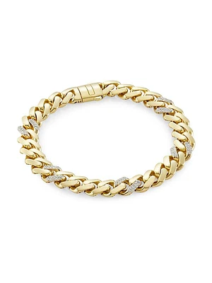 14K Yellow Gold & 0.85 TCW Diamond Cuban-Link Bracelet