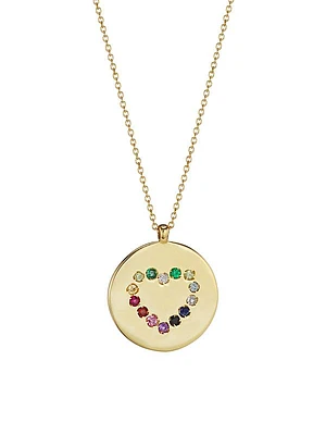 14K Yellow Gold & Multi-Stone Heart Medallion Necklace