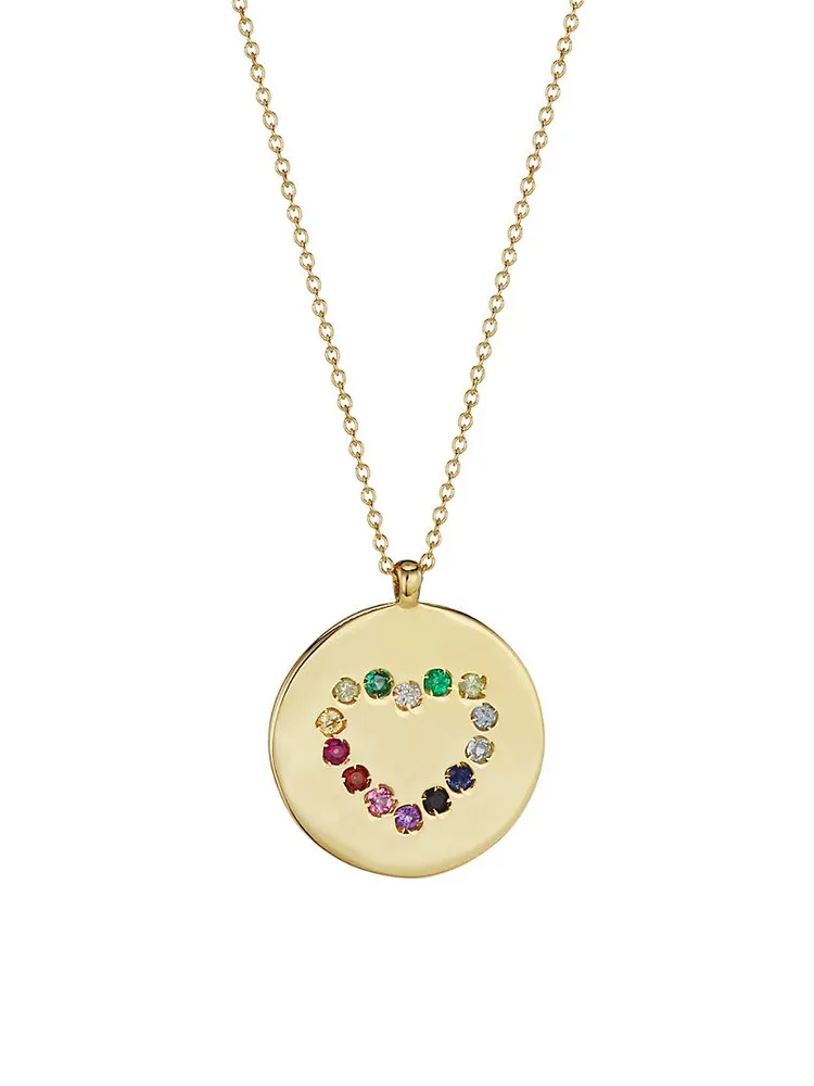 14K Yellow Gold & Multi-Stone Heart Medallion Necklace