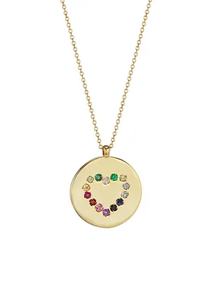 14K Yellow Gold & Multi-Stone Heart Medallion Necklace