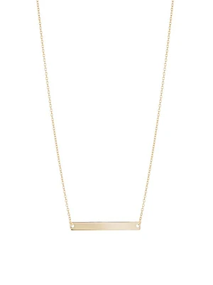14K Gold Bar Pendant Necklace