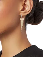 Solid 14K Gold Herringbone Chain Drop Earrings