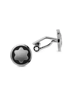 Star Stainless Steel & Onyx Cufflinks