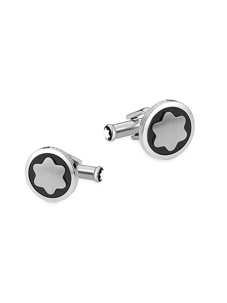 Star Stainless Steel & Onyx Cufflinks