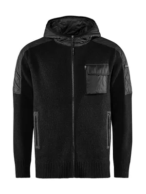 Wool-Blend Hooded Zip Jacket