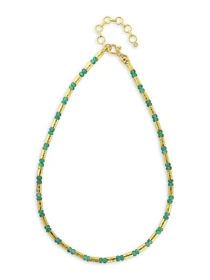 Vertigo 24K Gold, 22K Gold & Emerald Beaded Necklace