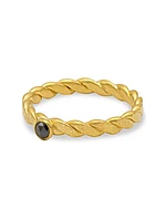 22K & 24K Yellow Gold & Black Diamond Twist Stacking Ring