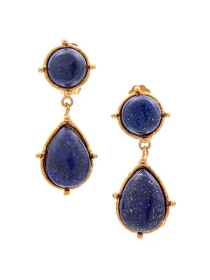 Two Pierres Dots 22K Gold-Plated & Lapis Lazuli Drop Earrings