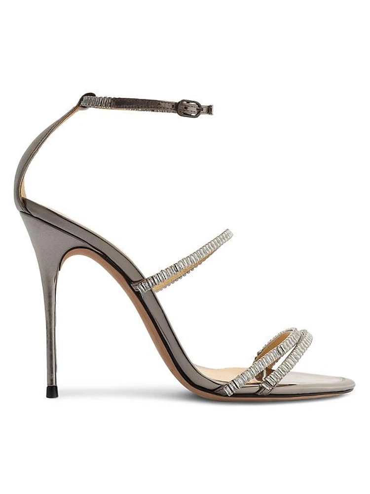 Lacy Zircone Metallic Leather Crystal-Embellished Sandals