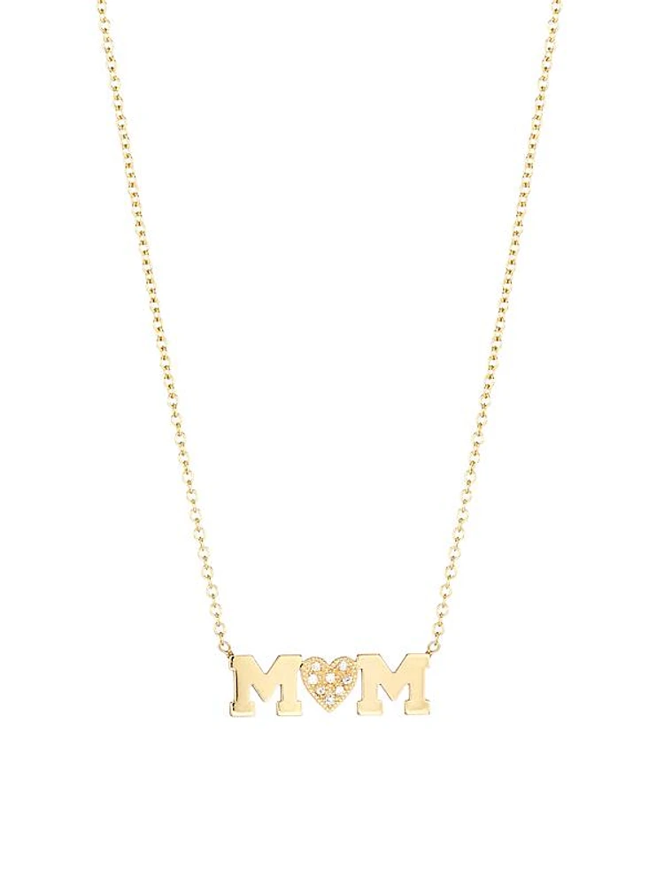 Personalized 14K Gold & Diamond Mom Necklace