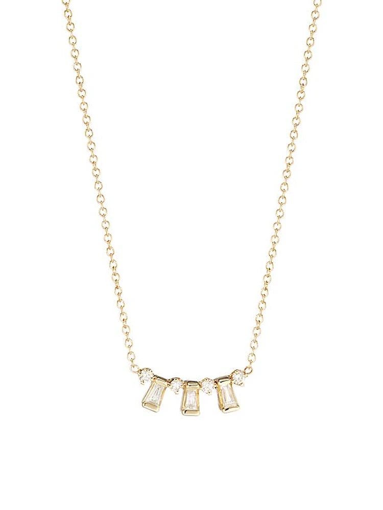 Baguette Diamonds 14K Gold & Diamond Alternating Baguette Necklace