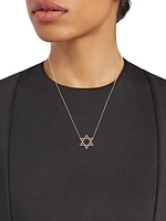 Bezel 14K Gold & Diamond Open Star Of David Necklace