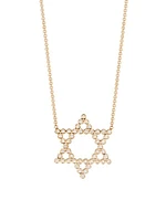 Bezel 14K Gold & Diamond Open Star Of David Necklace