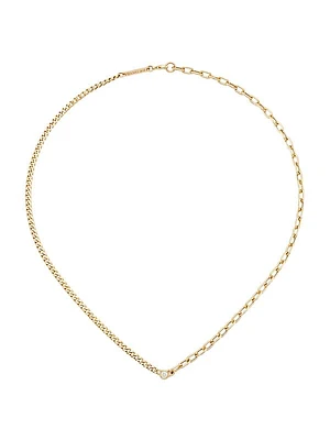 14K Yellow Gold & Diamond Mixed-Chain Necklace