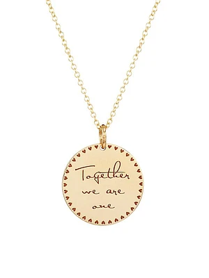 Mantra 14K Yellow Gold 'Together We Are One' Small Pendant Necklace