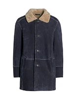 Shearling Wing Collar Long Jacket