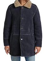 Shearling Wing Collar Long Jacket