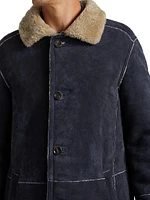 Shearling Wing Collar Long Jacket