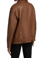 Leather Shearling-Lined Moto Jacket