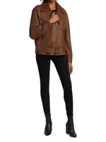 Leather Shearling-Lined Moto Jacket