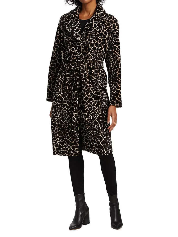 Reversible Shearling Giraffe-Print Coat