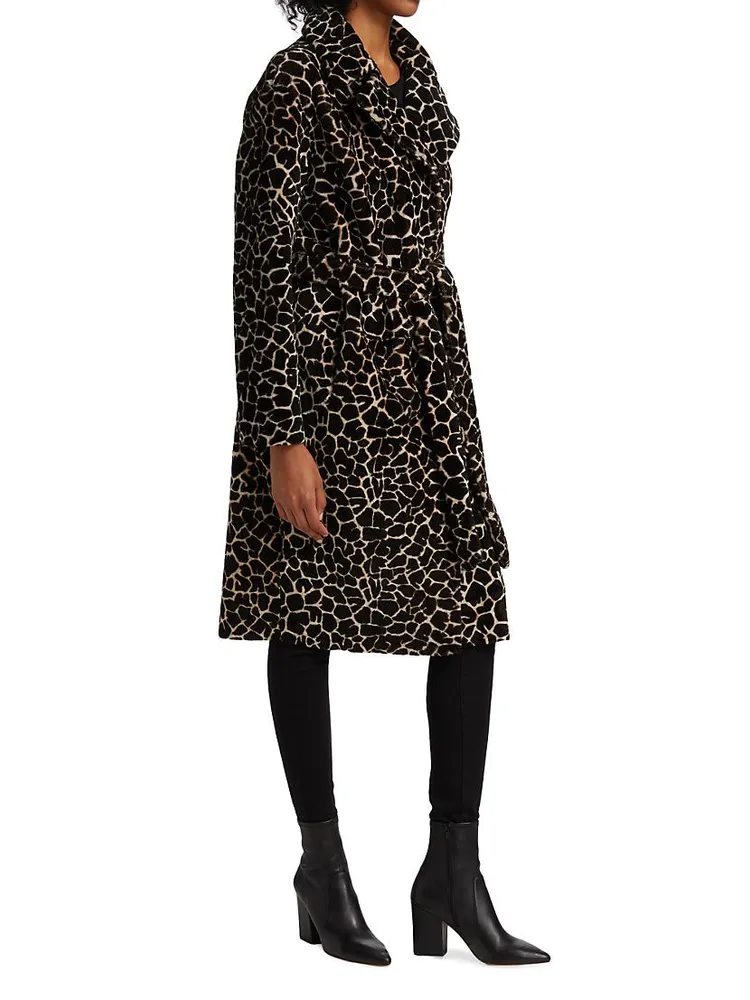 Reversible Shearling Giraffe-Print Coat