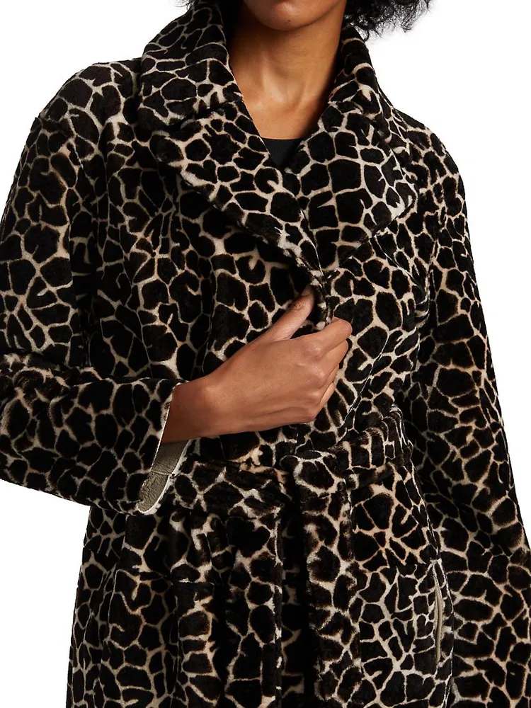 Reversible Shearling Giraffe-Print Coat