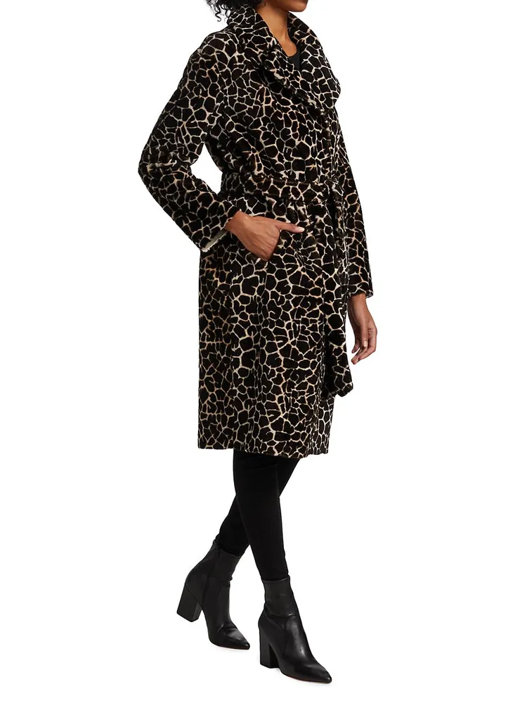 Reversible Shearling Giraffe-Print Coat