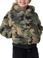 Little Girl's & Camo Teddy Hoodie Jacket