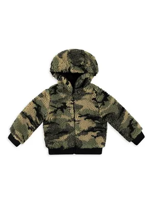 Little Girl's & Camo Teddy Hoodie Jacket