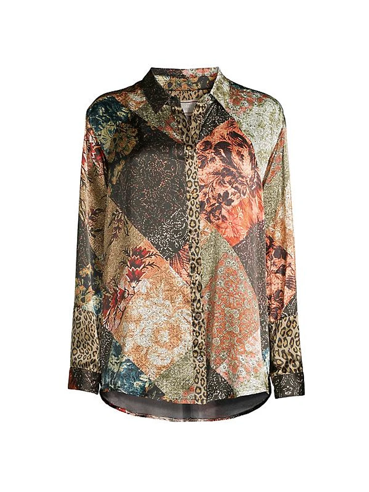 Mabel Printed Silk Button-Up