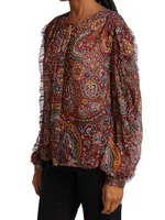 Epsilon Paisley Peasant Top