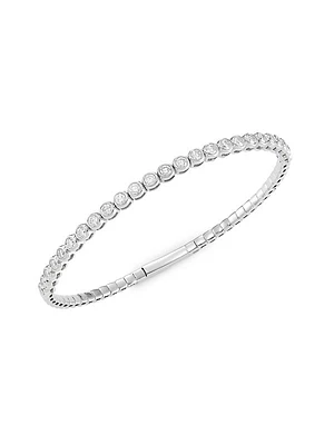 14K White Gold Bezel-Set 1.25 TCW Diamond Flexible Bangle Bracelet