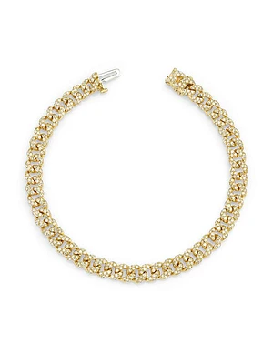 18K Yellow Gold & Diamond Curb Chain Bracelet