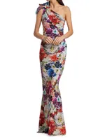 Gosia Floral One-Shoulder Gown