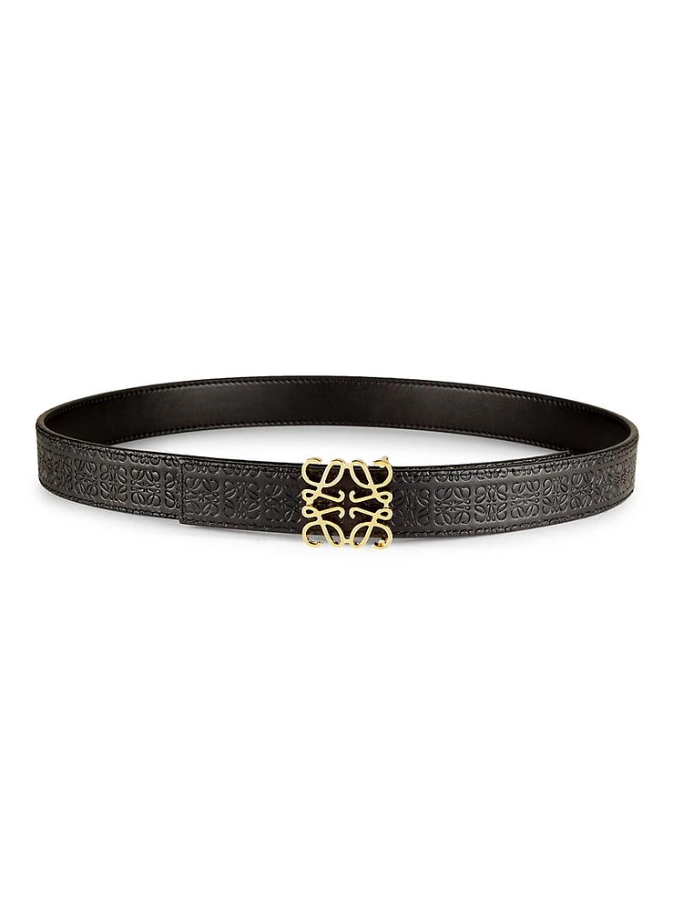 Embossed Anagram Leather Belt