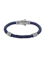 Perseus Sterling Silver & Braided Leather Bracelet