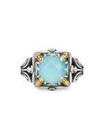 Azura Silver, 18K Gold & Turquoise Doublet Ring