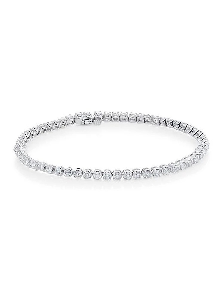 14K White Gold & TCW Diamond Prong-Set Tennis Bracelet